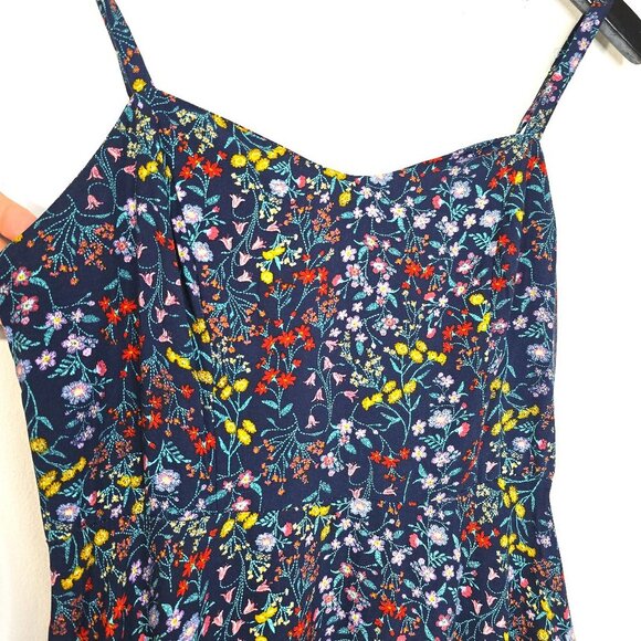 Old Navy Blue Cami Fit and Flare Embroidered Print Floral Sun Dress Smocked - Picture 6 of 9